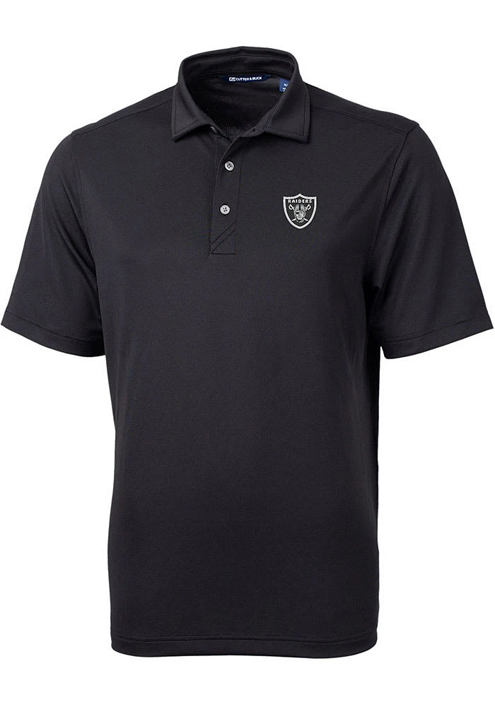 Cutter and Buck Las Vegas Raiders Mens Black Virtue Eco Pique Big Tall Polos Shirt