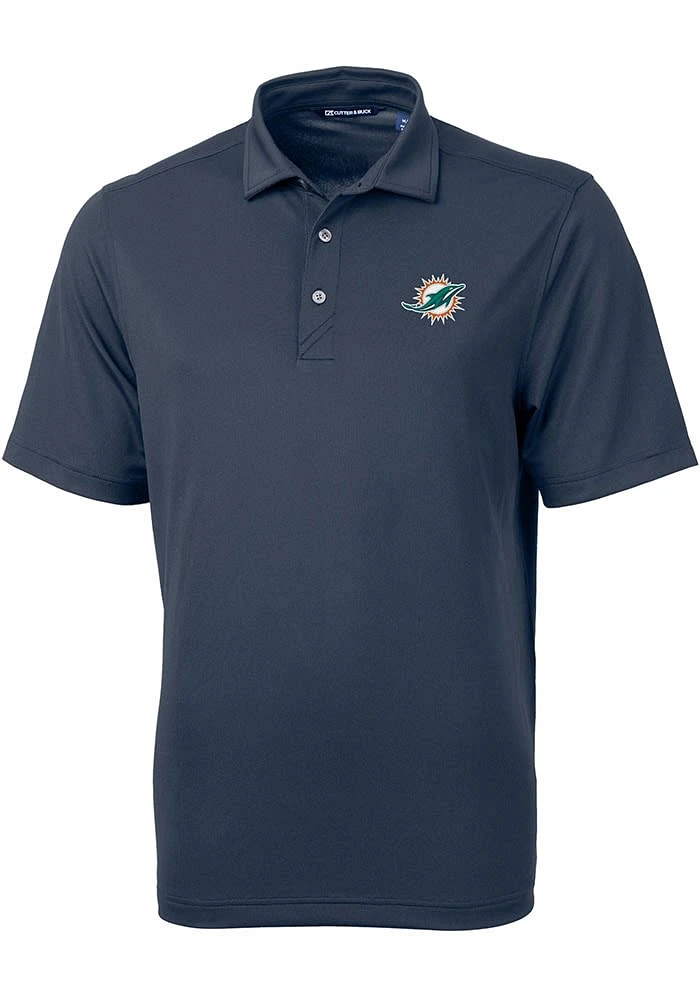 Cutter and Buck Miami Dolphins Navy Blue Virtue Eco Pique Big Tall Polo
