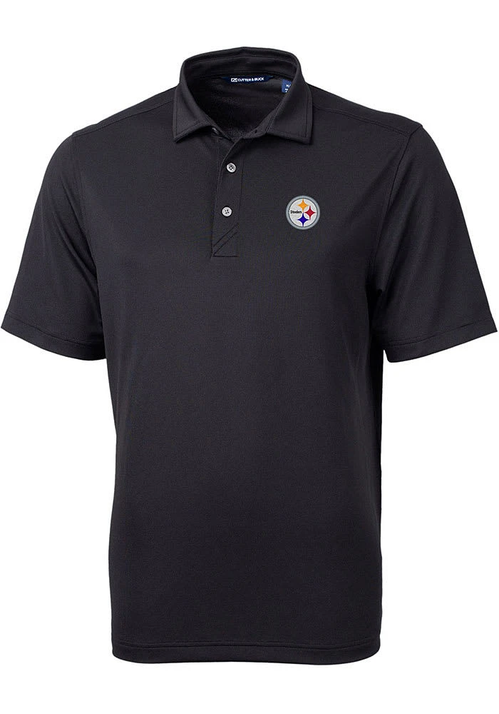 Cutter and Buck Pittsburgh Steelers Mens Black Virtue Eco Pique Big Tall Polos Shirt
