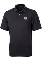 Cutter and Buck Pittsburgh Steelers Mens Black Virtue Eco Pique Big Tall Polos Shirt