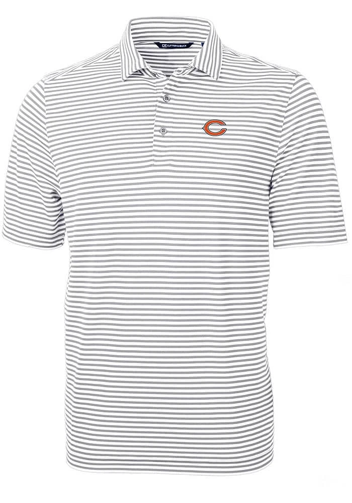 Cutter and Buck Chicago Bears Grey Virtue Eco Pique Stripe Big Tall Polo