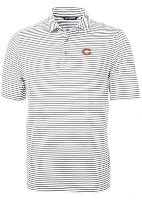 Cutter and Buck Chicago Bears Grey Virtue Eco Pique Stripe Big Tall Polo