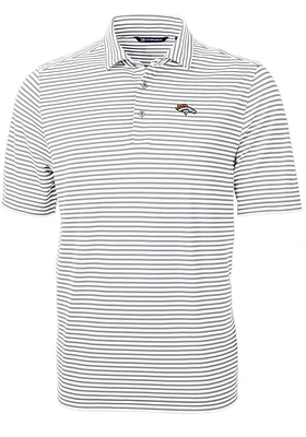Cutter and Buck Denver Broncos Grey Virtue Eco Pique Stripe Big Tall Polo