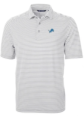 Cutter and Buck Detroit Lions Grey Virtue Eco Pique Stripe Big Tall Polo