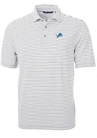 Cutter and Buck Detroit Lions Grey Virtue Eco Pique Stripe Big Tall Polo