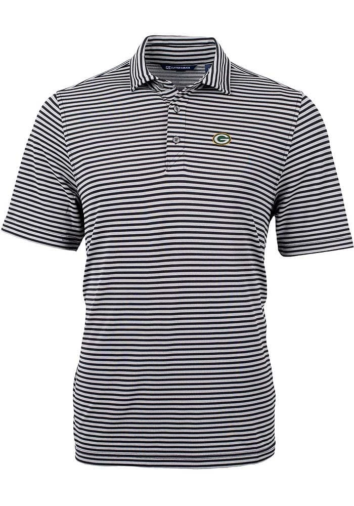 Cutter and Buck Green Bay Packers Virtue Eco Pique Stripe Big Tall Polo