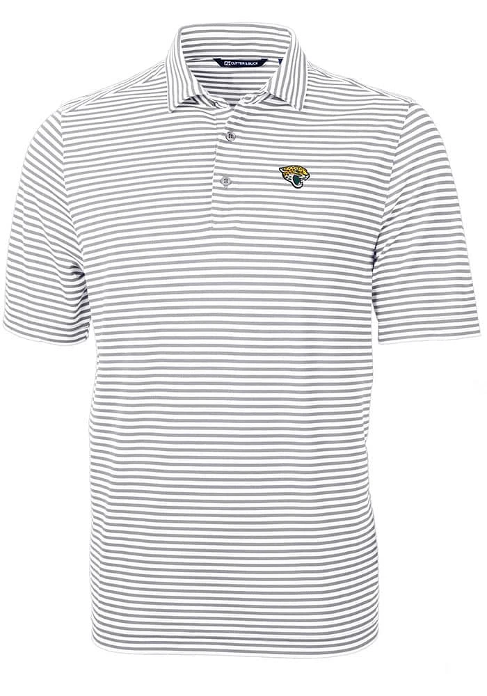 Cutter and Buck Jacksonville Jaguars Grey Virtue Eco Pique Stripe Big Tall Polo
