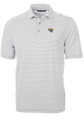 Cutter and Buck Jacksonville Jaguars Grey Virtue Eco Pique Stripe Big Tall Polo
