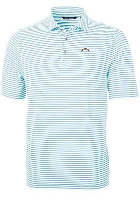 Cutter and Buck Los Angeles Chargers Light Blue Virtue Eco Pique Stripe Big Tall Polo