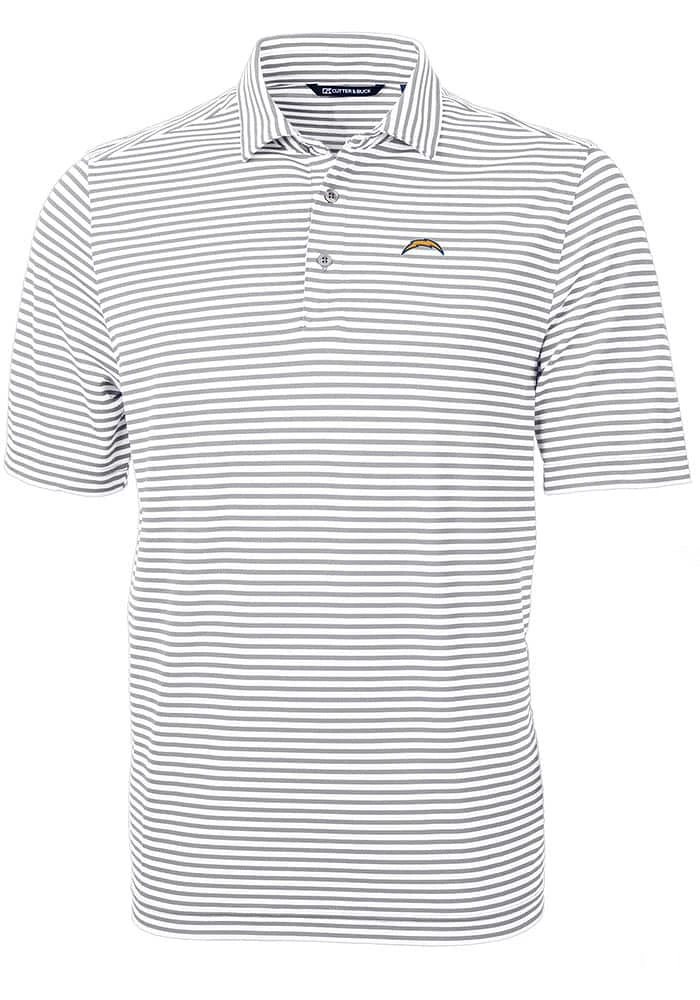 Cutter and Buck Los Angeles Chargers Virtue Eco Pique Stripe Big Tall Polo