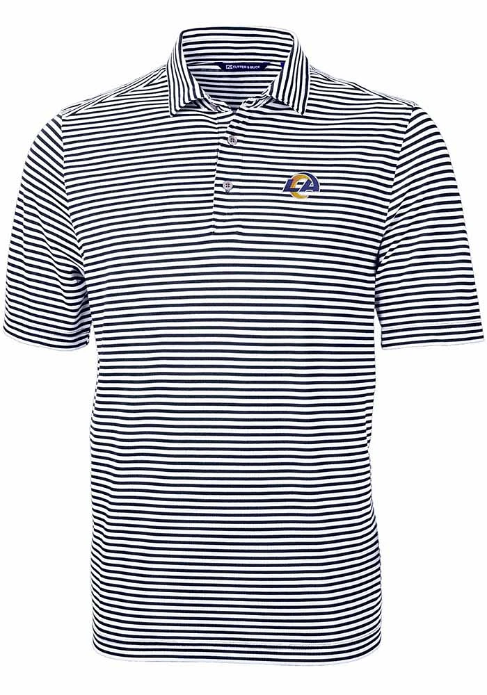 Cutter and Buck Los Angeles Rams Navy Blue Virtue Eco Pique Stripe Big Tall Polo