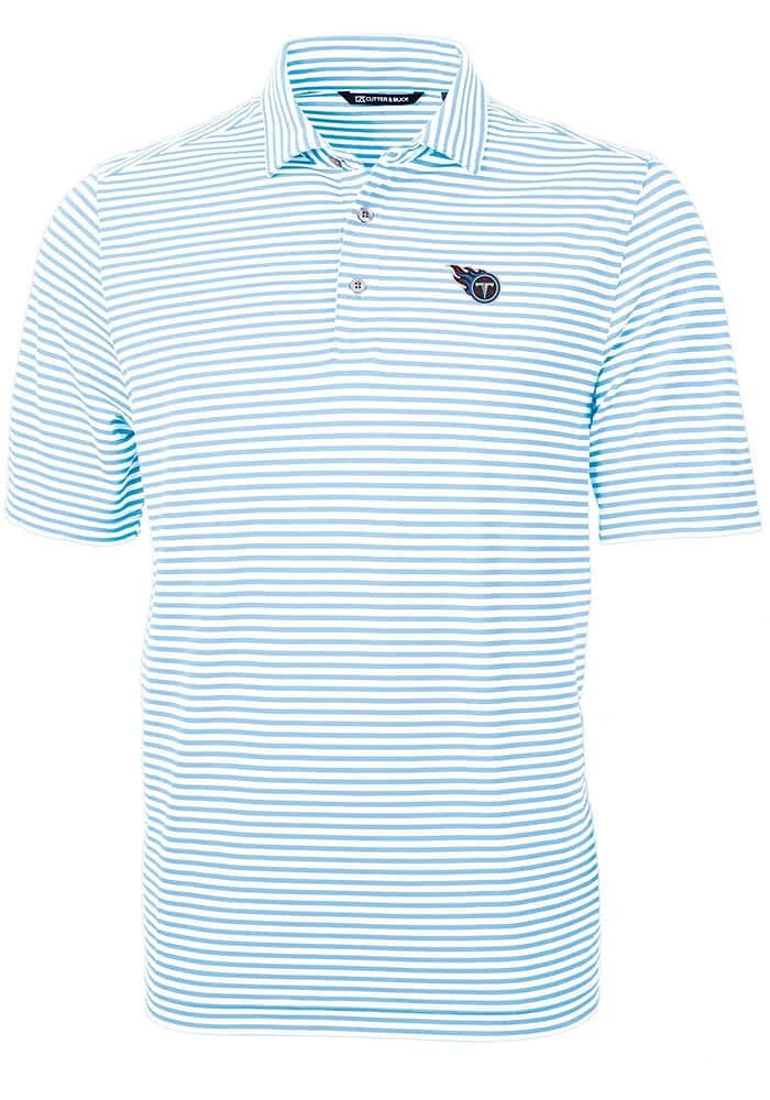 Cutter and Buck Tennessee Titans Light Blue Virtue Eco Pique Stripe Big Tall Polo