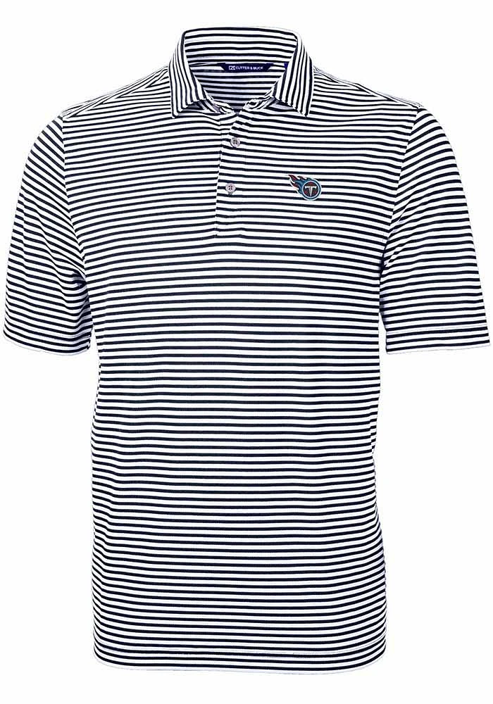 Cutter and Buck Tennessee Titans Navy Blue Virtue Eco Pique Stripe Big Tall Polo