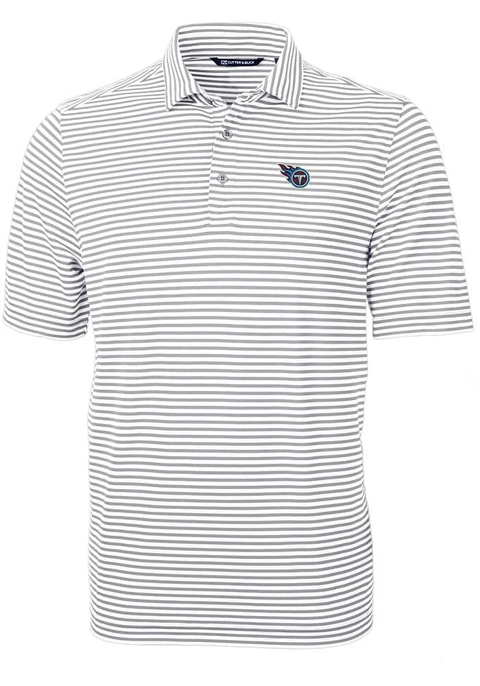 Cutter and Buck Tennessee Titans Grey Virtue Eco Pique Stripe Big Tall Polo