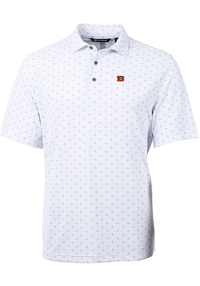 Cutter and Buck Cincinnati Bengals White Virtue Eco Pique Tle Big Tall Polo
