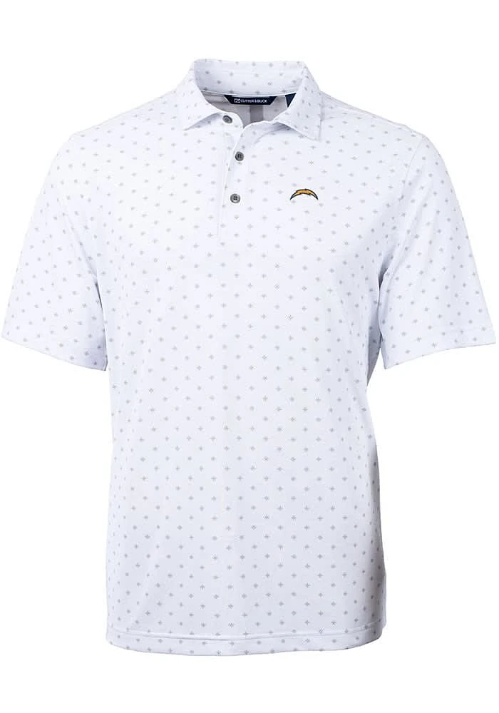 Cutter and Buck Los Angeles Chargers White Virtue Eco Pique Tle Big Tall Polo