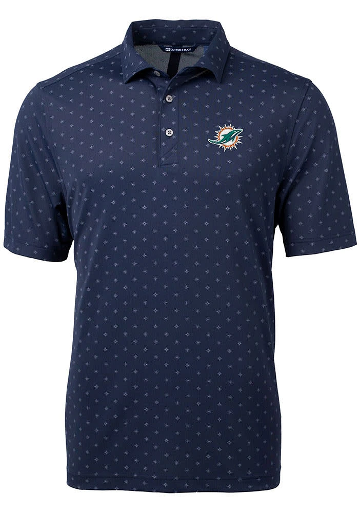 Cutter and Buck Miami Dolphins Navy Blue Virtue Eco Pique Tle Big Tall Polo