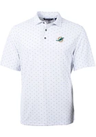 Cutter and Buck Miami Dolphins White Virtue Eco Pique Tle Big Tall Polo