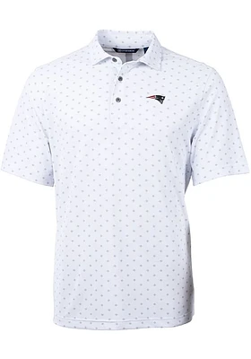 Cutter and Buck New England Patriots White Virtue Eco Pique Tle Big Tall Polo