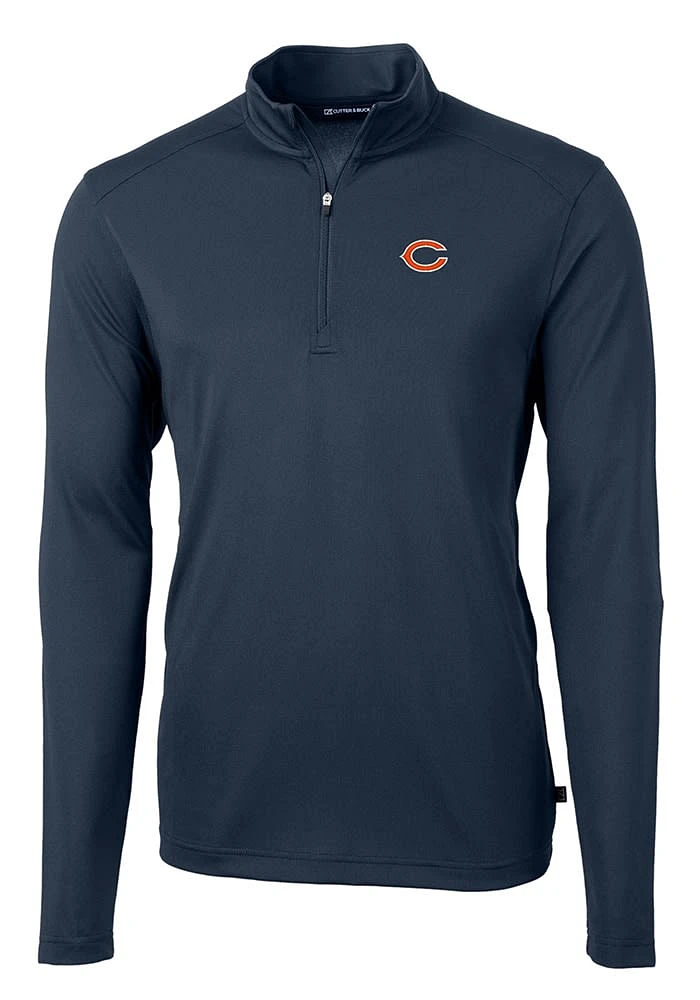 Cutter and Buck Chicago Bears Mens Navy Blue Virtue Eco Pique Big Tall Qtr Zip