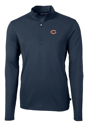 Cutter and Buck Chicago Bears Mens Navy Blue Virtue Eco Pique Big Tall Qtr Zip