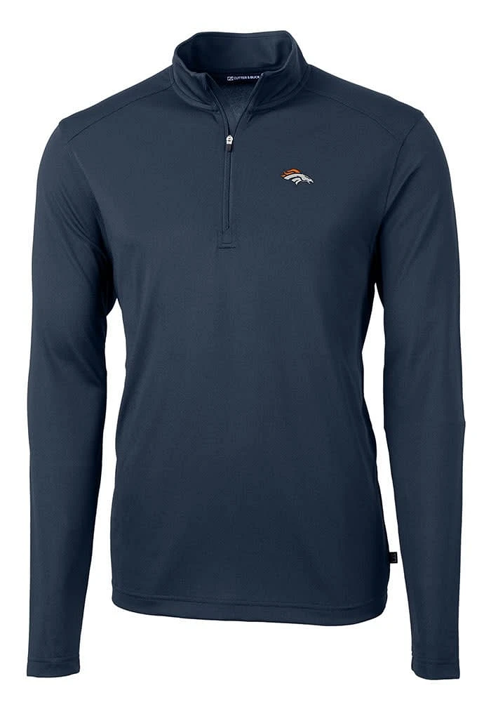 Cutter and Buck Denver Broncos Mens Navy Blue Virtue Eco Pique Big Tall Qtr Zip