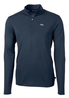 Cutter and Buck Denver Broncos Mens Navy Blue Virtue Eco Pique Big Tall Qtr Zip