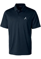 Cutter and Buck Atlanta Braves Mens Navy Blue Prospect Textured Short Sleeve Polo