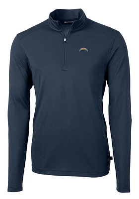 Cutter and Buck Los Angeles Chargers Mens Navy Blue Virtue Eco Pique Big Tall Qtr Zip