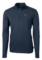 Cutter and Buck Los Angeles Chargers Mens Navy Blue Virtue Eco Pique Big Tall Qtr Zip