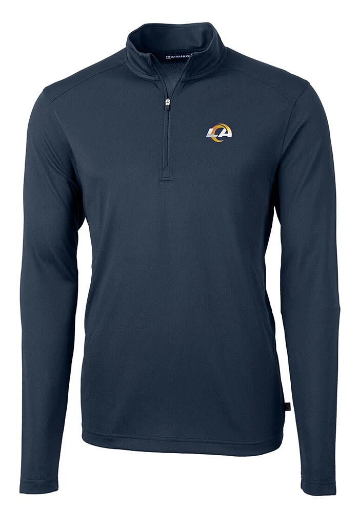 Cutter and Buck Los Angeles Rams Mens Navy Blue Virtue Eco Pique Big Tall Qtr Zip