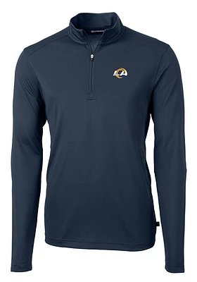 Cutter and Buck Los Angeles Rams Mens Navy Blue Virtue Eco Pique Big Tall Qtr Zip