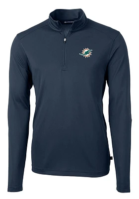 Cutter and Buck Miami Dolphins Mens Navy Blue Virtue Eco Pique Big Tall Qtr Zip