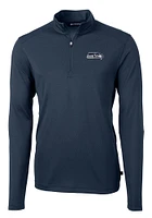Cutter and Buck Seattle Seahawks Mens Navy Blue Virtue Eco Pique Big Tall Qtr Zip
