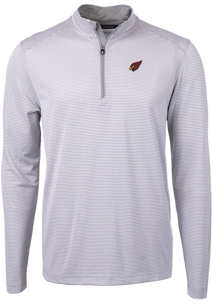 Cutter and Buck Arizona Cardinals Mens Grey Virtue Eco Pique Stripe Big Tall Qtr Zip