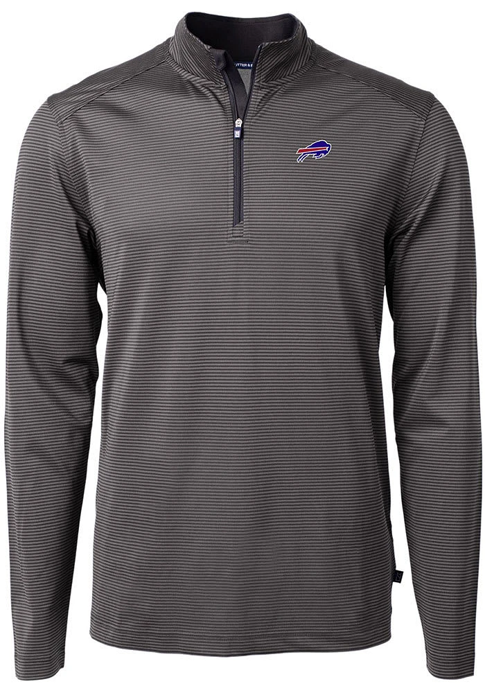 Cutter and Buck Buffalo Bills Mens Virtue Eco Pique Stripe Big Tall Qtr Zip