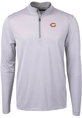 Cutter and Buck Chicago Bears Mens Grey Virtue Eco Pique Stripe Big Tall Qtr Zip