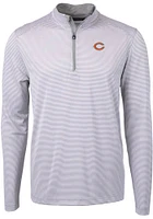 Cutter and Buck Chicago Bears Mens Grey Virtue Eco Pique Stripe Big Tall Qtr Zip