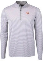 Cutter and Buck Chicago Bears Mens Grey Virtue Eco Pique Stripe C Logo Big Tall Qtr Zip