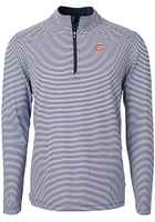 Cutter and Buck Chicago Bears Mens Navy Blue Virtue Eco Pique Stripe Big Tall Qtr Zip
