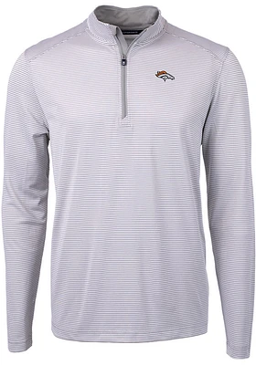 Cutter and Buck Denver Broncos Mens Grey Virtue Eco Pique Stripe Big Tall Qtr Zip