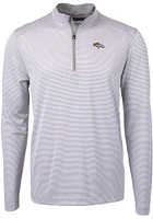 Cutter and Buck Denver Broncos Mens Grey Virtue Eco Pique Stripe Big Tall Qtr Zip