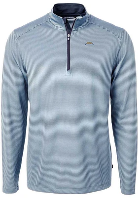 Cutter and Buck Los Angeles Chargers Mens Light Blue Virtue Eco Pique Big Tall Qtr Zip