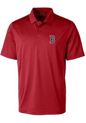 Cutter and Buck Boston Red Sox Mens Cardinal Prospect Textured Short Sleeve Polo