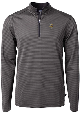 Cutter and Buck Minnesota Vikings Mens Virtue Eco Pique Stripe Big Tall Qtr Zip