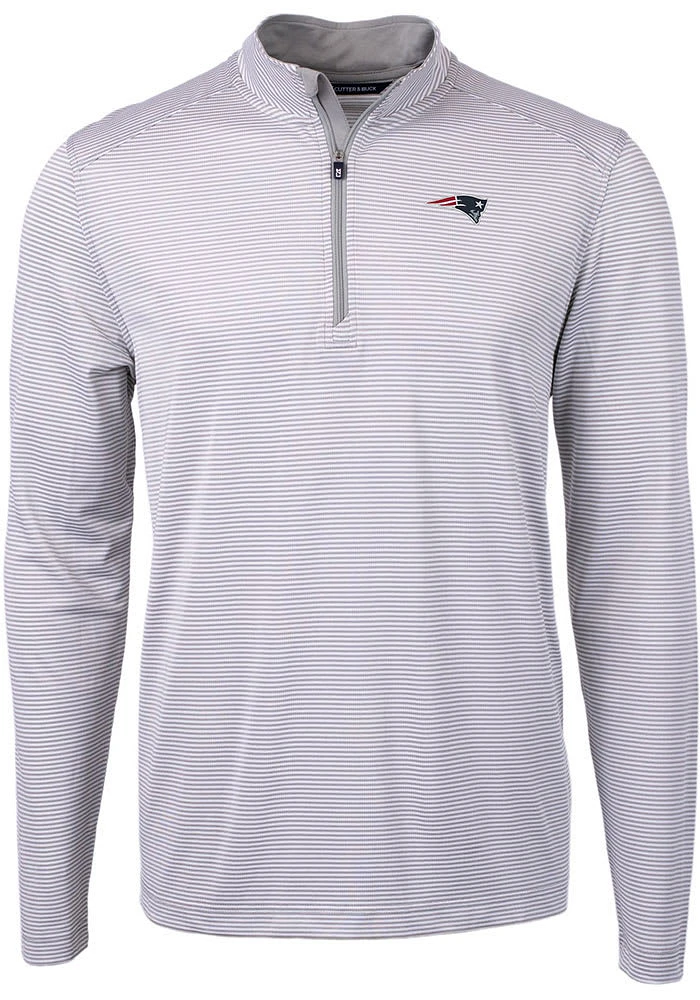 Cutter and Buck New England Patriots Mens Virtue Eco Pique Stripe Big Tall Qtr Zip