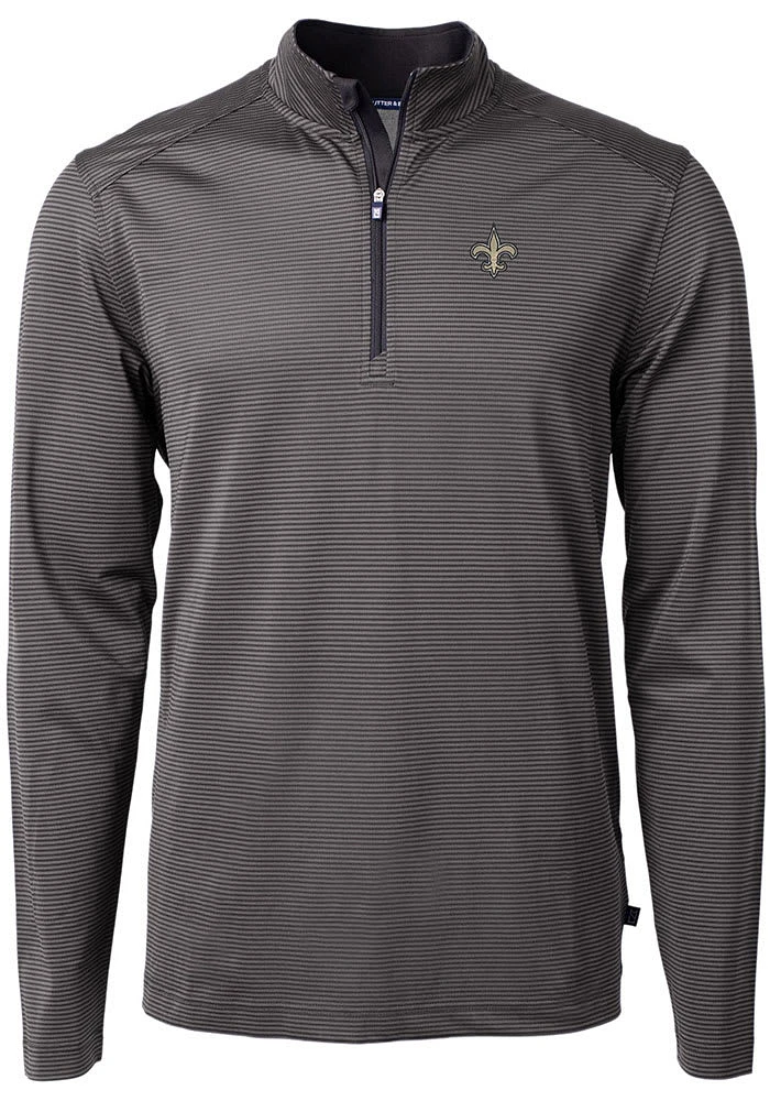 Cutter and Buck New Orleans Saints Mens Virtue Eco Pique Stripe Big Tall Qtr Zip