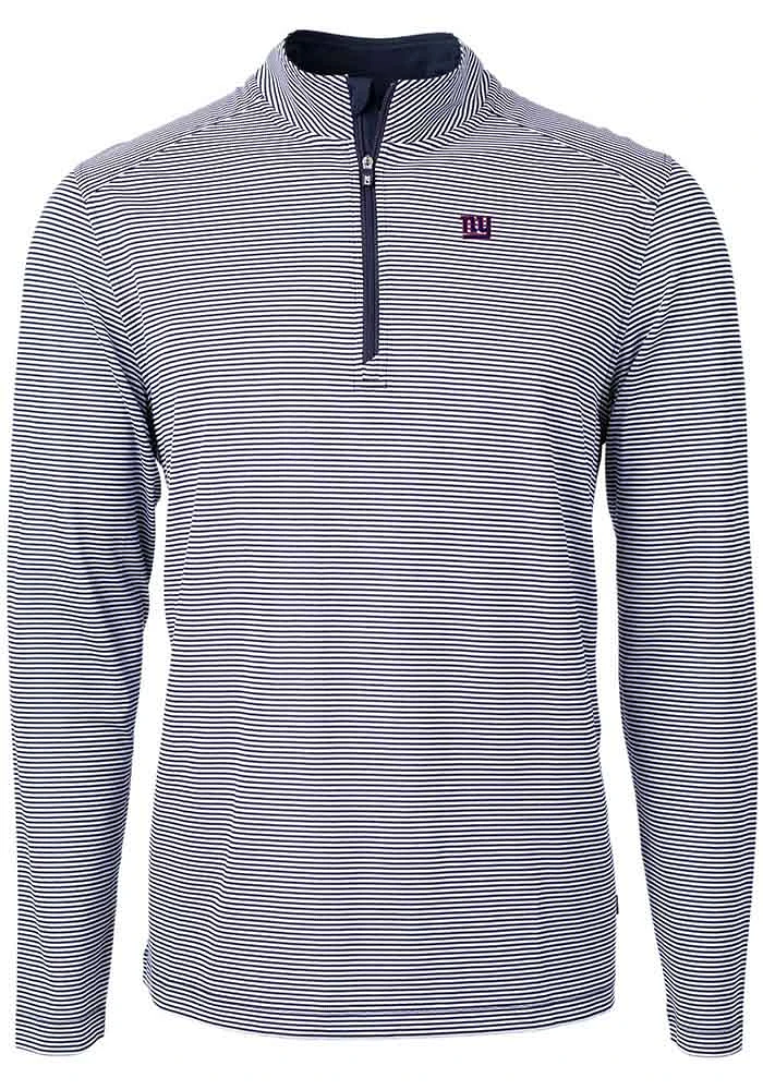 Cutter and Buck New York Giants Mens Navy Blue Virtue Eco Pique Stripe Big Tall Qtr Zip