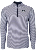 Cutter and Buck Seattle Seahawks Mens Navy Blue Virtue Eco Pique Stripe Big Tall Qtr Zip