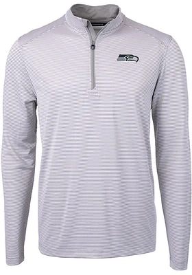 Cutter and Buck Seattle Seahawks Mens Grey Virtue Eco Pique Stripe Big Tall Qtr Zip